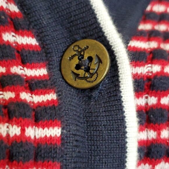BROOKS BROTHERS RED BLUE WHITE SHORT SLEEVE NAUTICAL ANCHOR SWEATER L LARGE - Picture 5 of 6